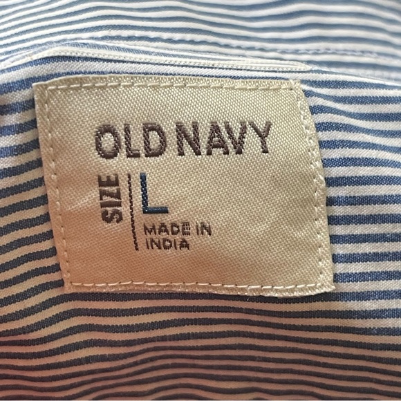 Old Navy Blue and White Striped Button-Down Shirt - Picture 4 of 4